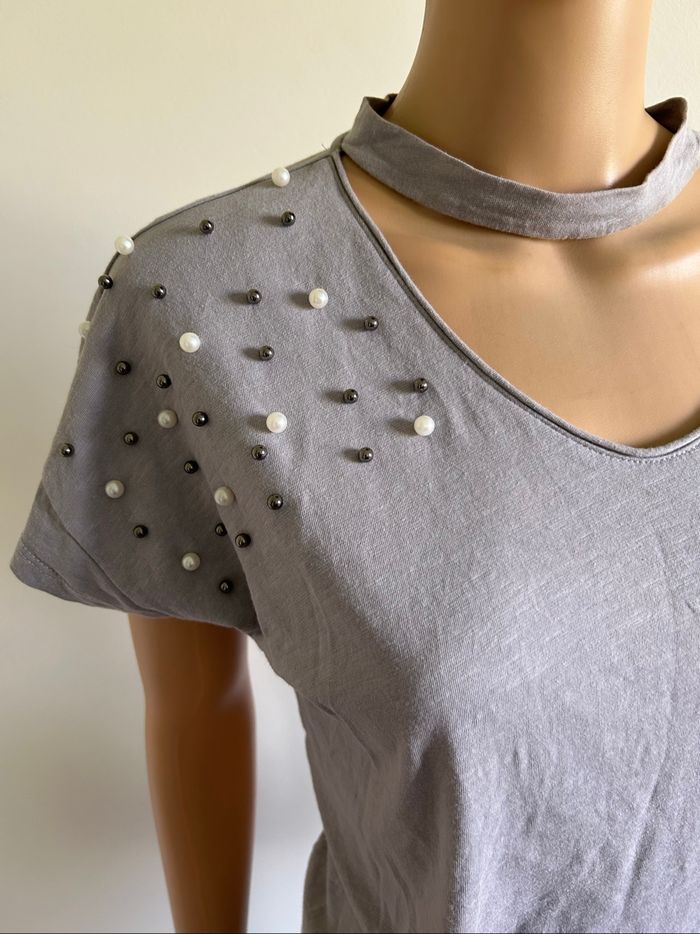 Teeshirt gris à manches courtes Morgan taille L bon état - photo numéro 4