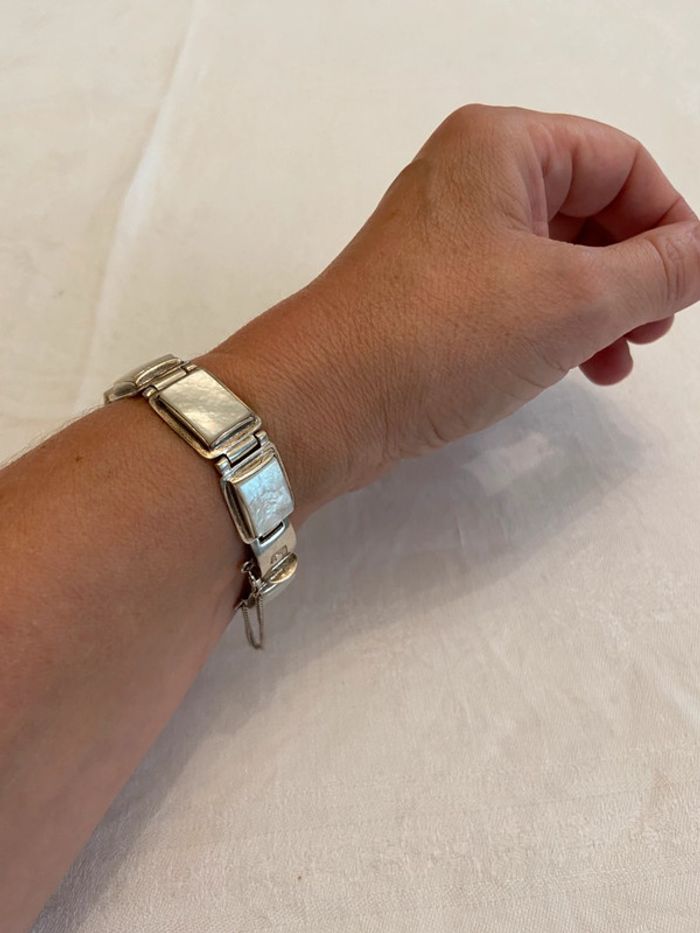 Bracelet vintage en argent et nacre