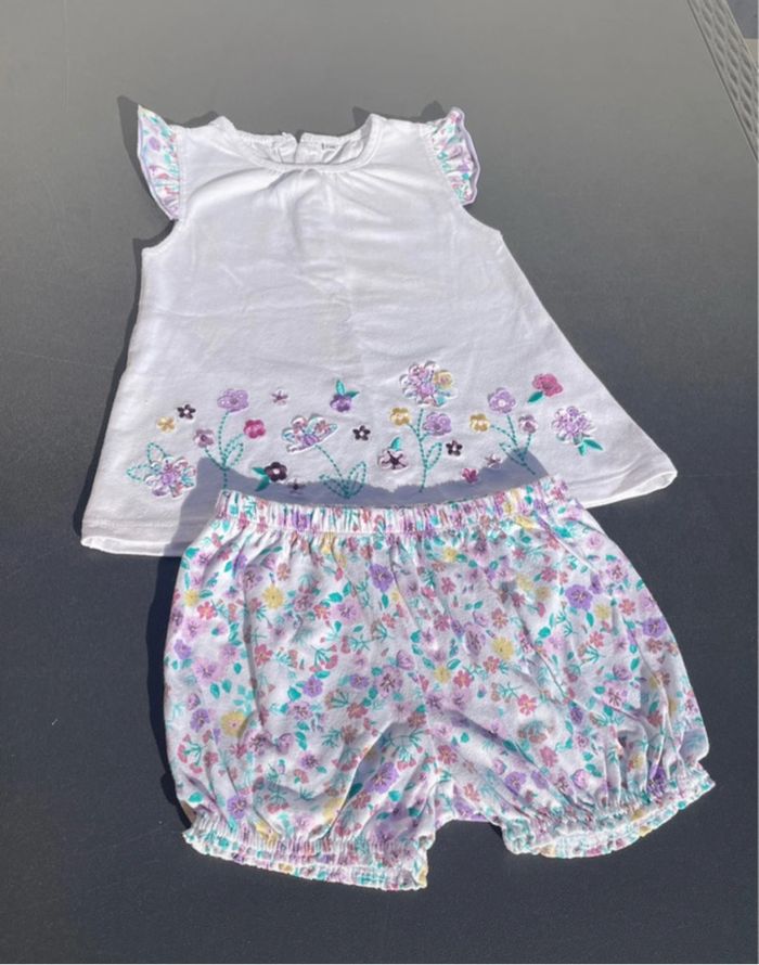 Ensemble été t-shirt et bloomer 23 mois fille