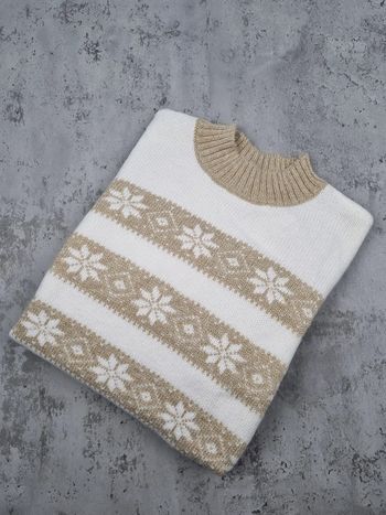 Pull motifs flocons Tommy Hilfiger – Taille XS Femme (mesures en photos)