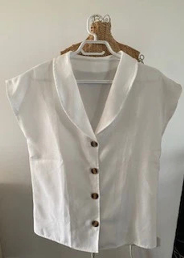 Chemise blouse blanche en lin et coton taille 38 / 40 - photo numéro 14