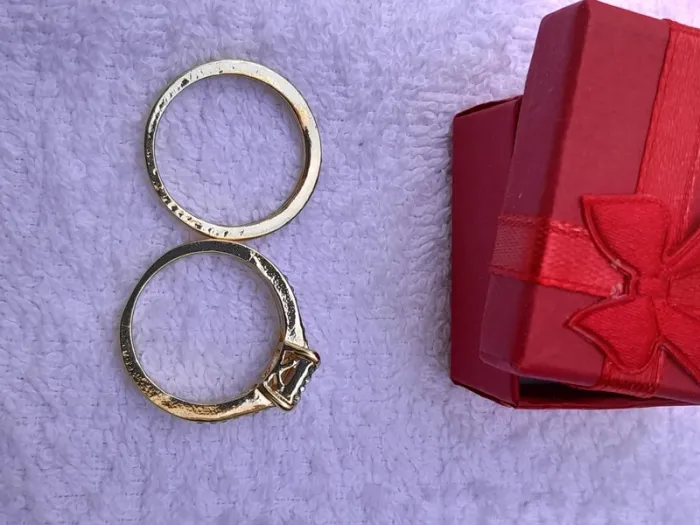 Ensemble de 2 bagues, dorées, strass, taille 60 - photo numéro 4