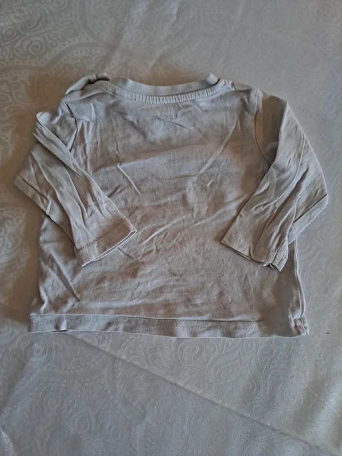 Lot de 4 Tee-shirt manches longues à message Rouge blanc et marine 100%coton 3mois - photo numéro 11