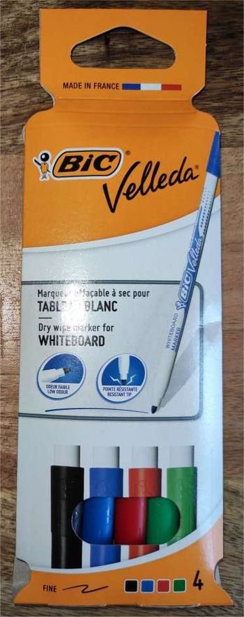Marqueurs effaçables BIC Velleda Pointe fine lot de 4