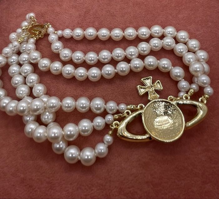 Collier triple rangs doré perle - photo numéro 4