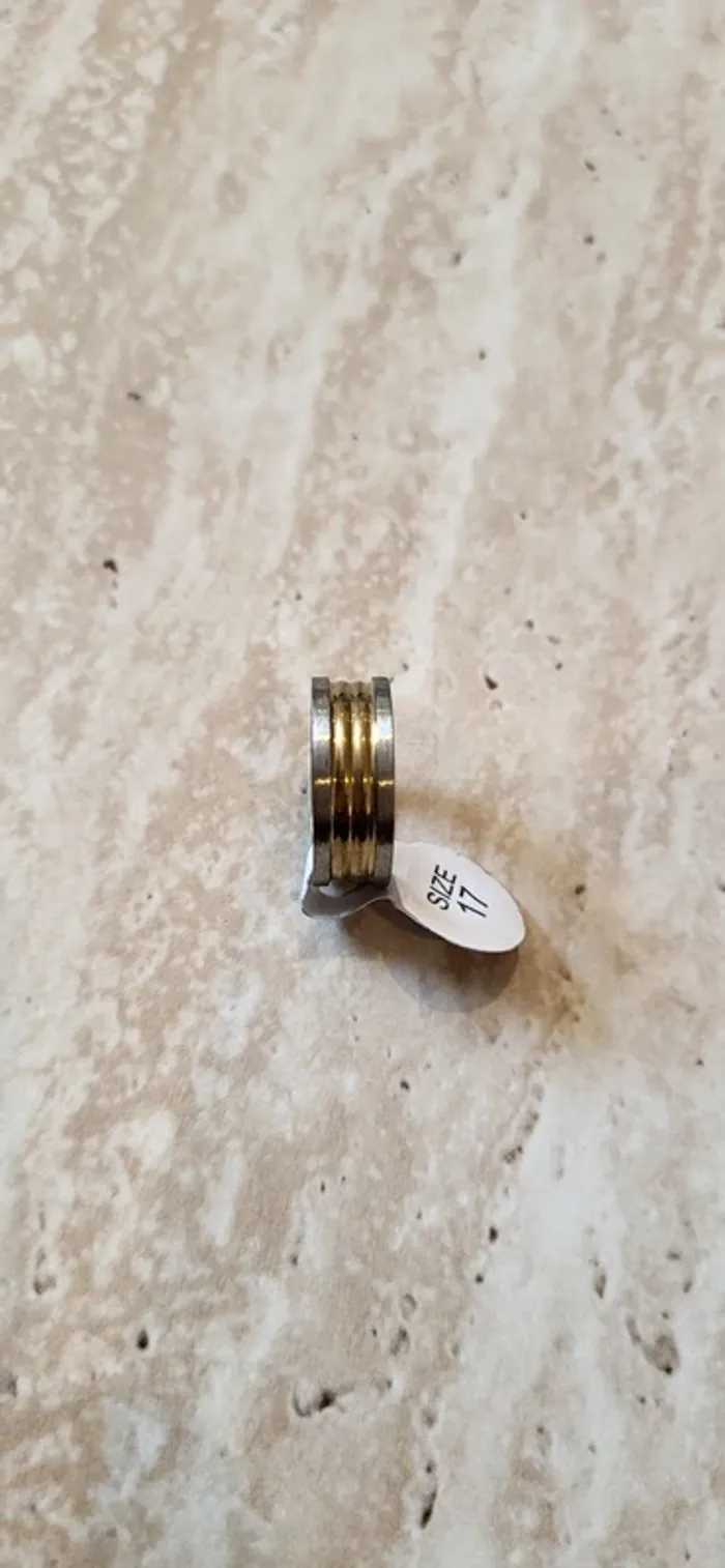 Bague acier inoxydable doré et argenté – Taille 17 - Neuf - photo numéro 2