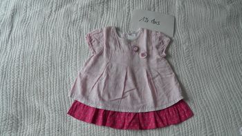 Robe manches courtes rose 12 mois
