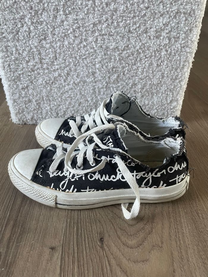 Converse All Star Black OX Cursive Sketched vintage
