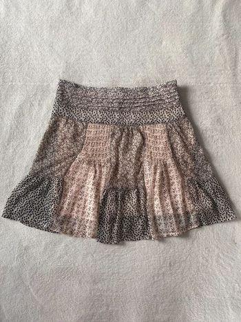 Jupe fluide d'été doublée motifs fleurs colorées rose abricot ceinture élastique