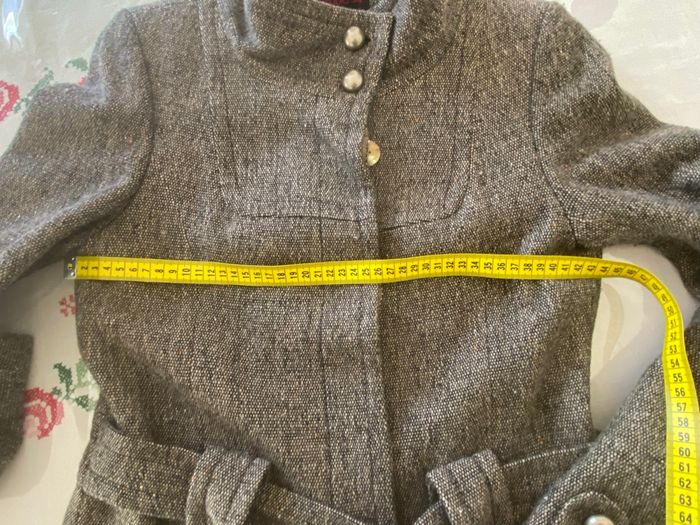 Manteau  en laine  beige  et marron - photo numéro 6