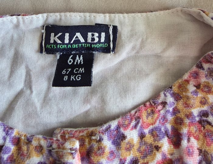 Kiabi Robe Gaze Coton Fleurie Violet Orange Très bon état 6 mois - photo numéro 4