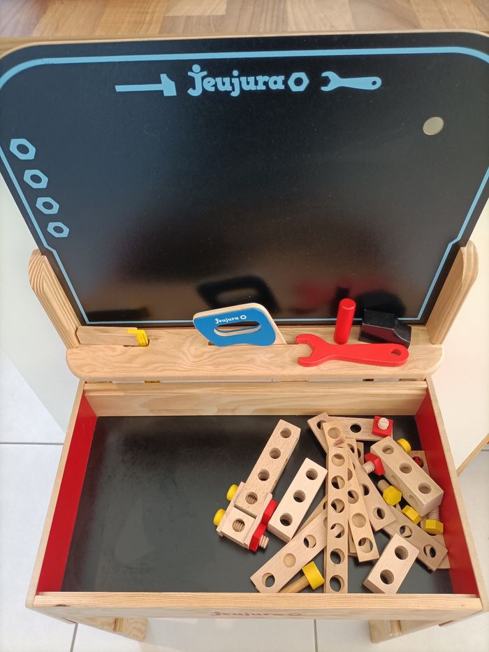 Établi bois avec grande ardoises + outils et accessoires 94 cm*46,5cm Jeujura - photo numéro 5