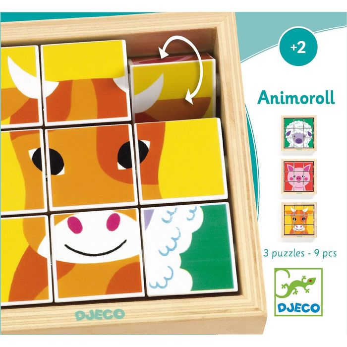 PUZZLES 9 cubes en bois : Animoroll - Djeco NEUF - photo numéro 3