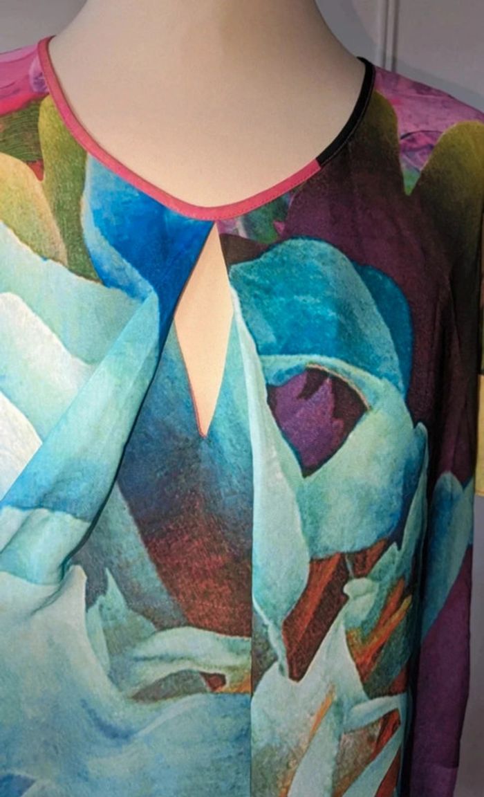 Neuf Magnifique Blouse multicolore en voile femme taille l 40 - photo numéro 4