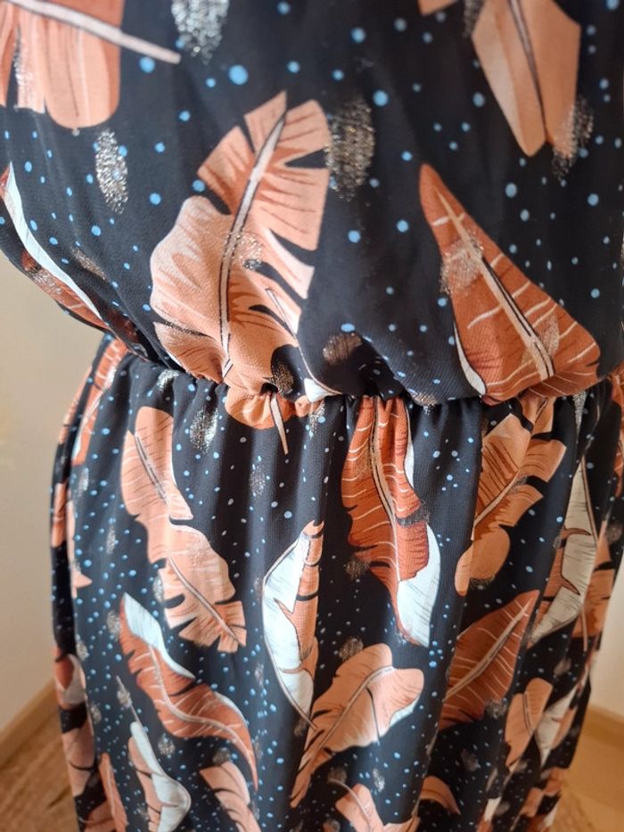 Robe longue noire asymétrique à motifs Papillone taille S 36 - photo numéro 6