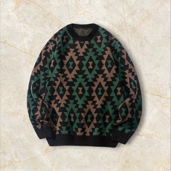 Knit Asymétrique Sweater Y2K Vintage Oversized 90s Taille M – Crewneck Old School Americain Streetwear