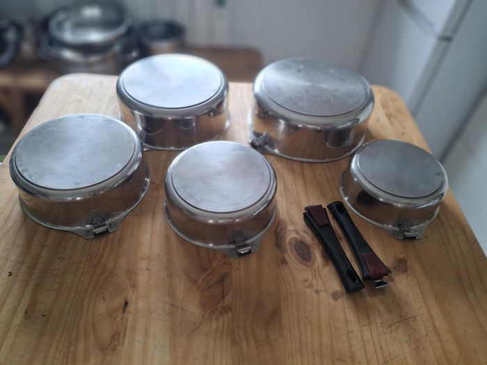 Batterie 5 casseroles en inox 18/10 et cuivre letang et remy - photo numéro 4