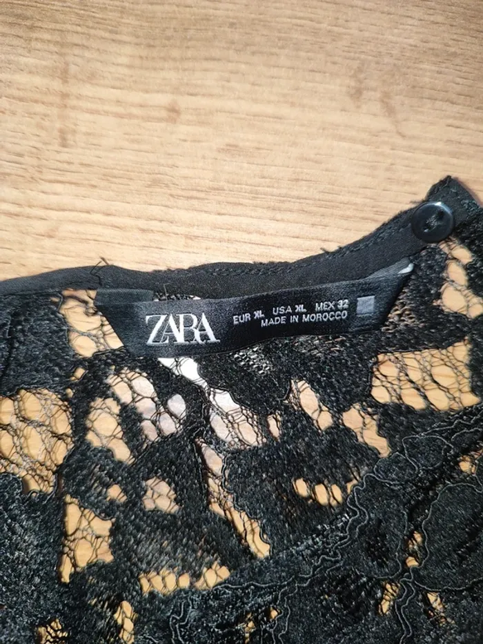 Blouse à manches longues Zara noire en dentelle - Taille XL - photo numéro 5