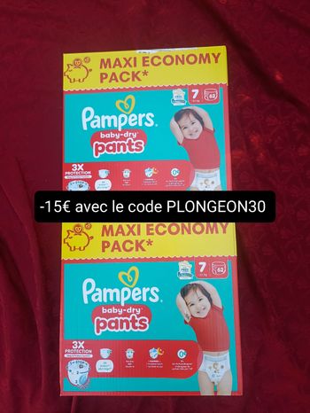 2 cartons de couches Pampers pants culottes T7 taille 7
