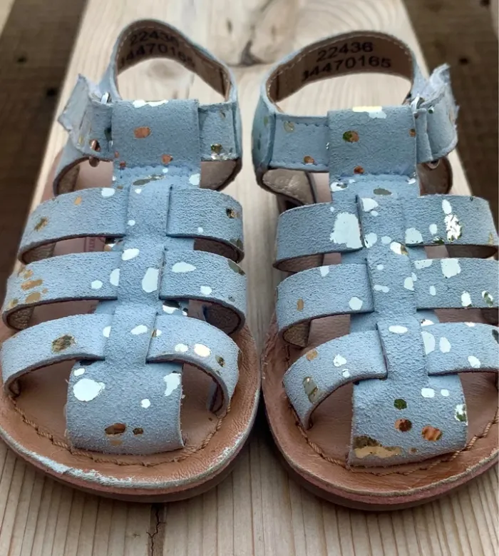 👡 Sandales bébé cuir – Vert d’eau tachetées - taille 20 - photo numéro 2