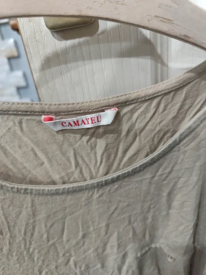 T-shirt uni beige camaïeu - photo numéro 3
