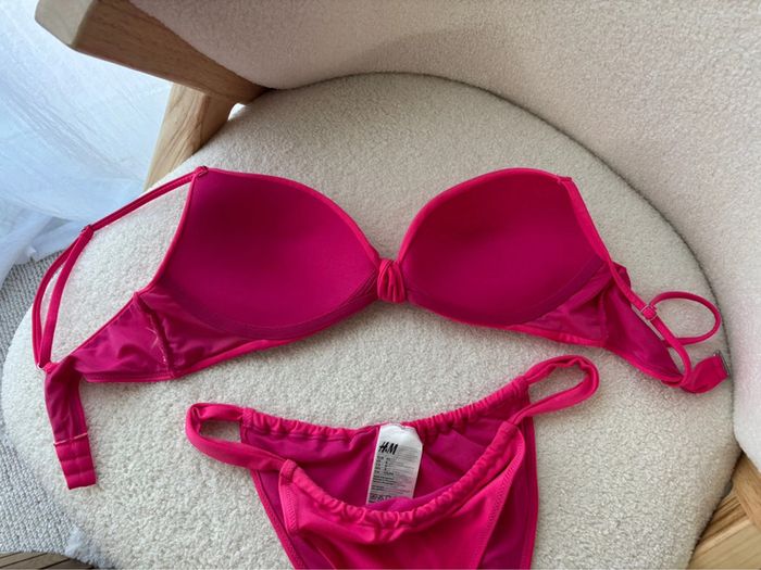 Maillot de bain H&M rose Haut push up 95B Bas échancré taille 40 - photo numéro 3