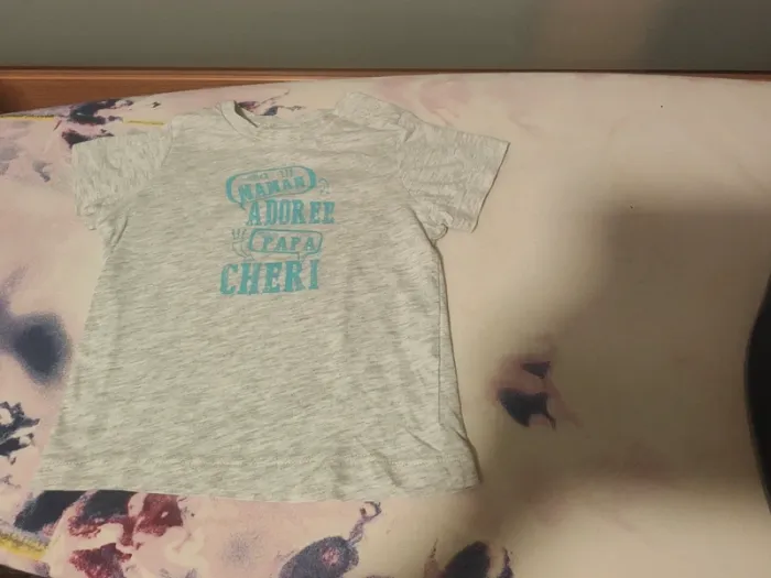 T-shirt gris Maman Papa 12 mois