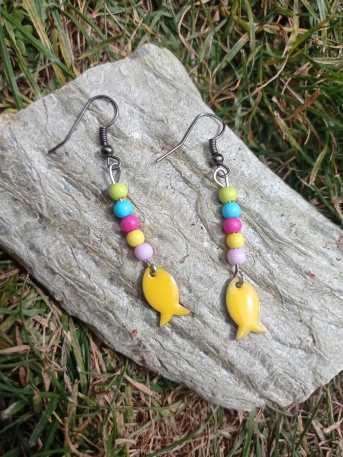 Boucles d'oreilles poissons jaunes