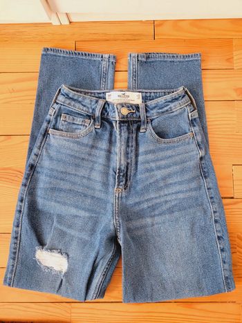 Jeans pantalon femme bleu Hollister destroy troué taille XXS 32