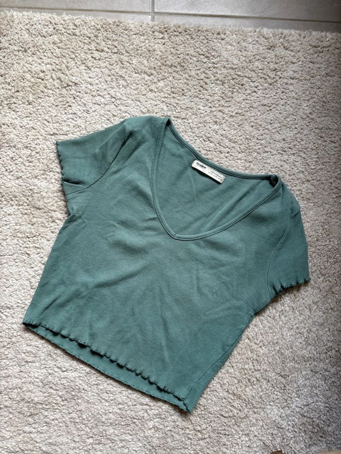 t-shirt court vert Pull&Bear taille S