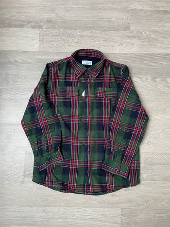 Chemise doublée chaude carreau vert et rouge 6 ans 