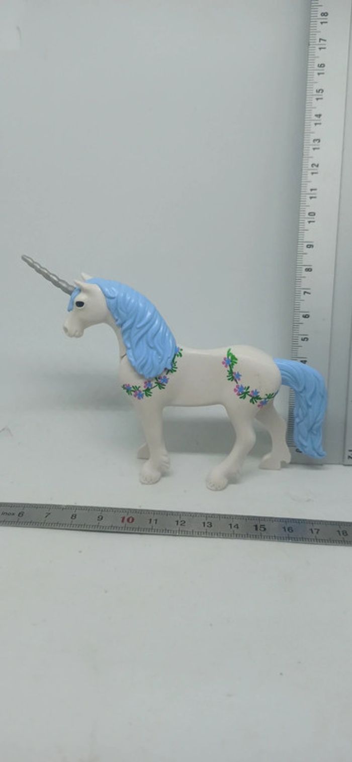 Licorne blanche et bleue à fleurs playmobil - photo numéro 3