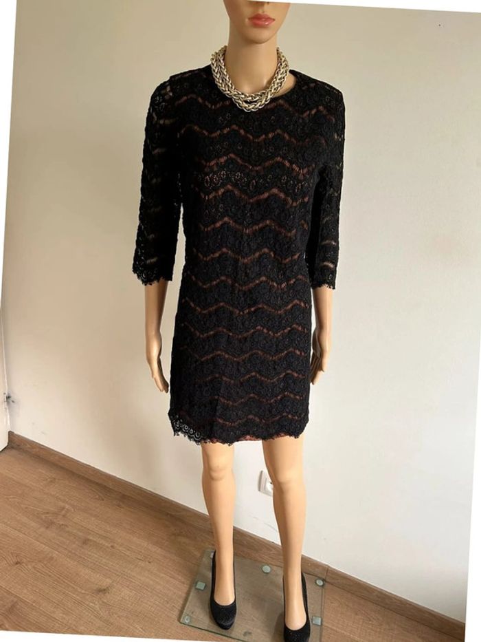 Robe noire et marron en dentelle 123 taille 36 jamais portée - photo numéro 3