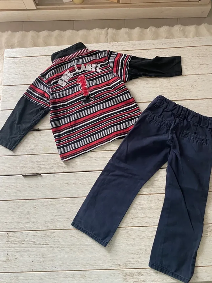 Ensemble pantalon habillé + polo garçon 4 ans - photo numéro 2