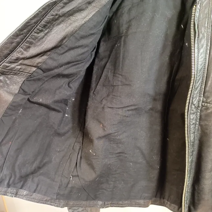 Blouson cuir noir matelassé col rond Sud Express modèle Bartok taille L A876 - photo numéro 14
