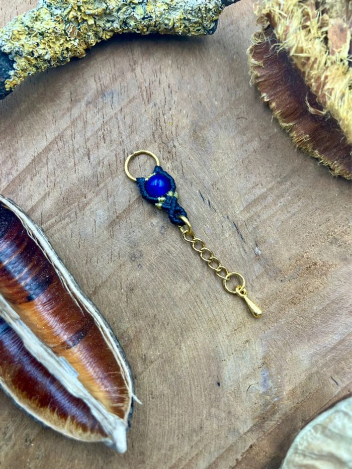Bijou de cheveux, tresse/dread, macramé pierre Agate bleue - photo numéro 2