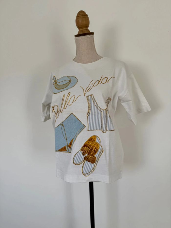 T-shirt haut top maillot camisa blusa Blouse chemise camicia overhemd folder camicetta été - photo numéro 3