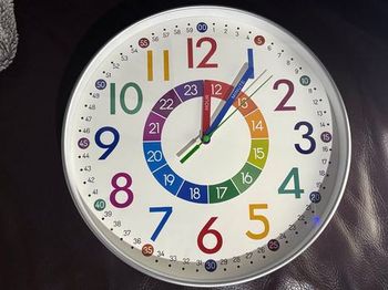 GRANDE Horloge pédagogique d’apprentissage 24 heures à double cadran 30cm 