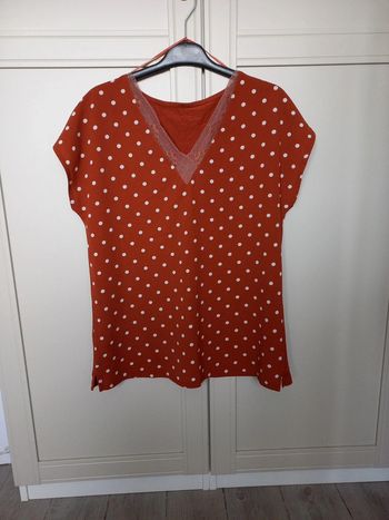 Blouse femme marron à pois blanc