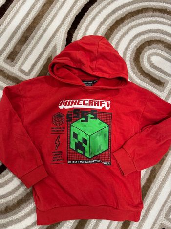 Sweat à capuche Minecraft Creeper rouge Primark T.7-8 ans très bon état