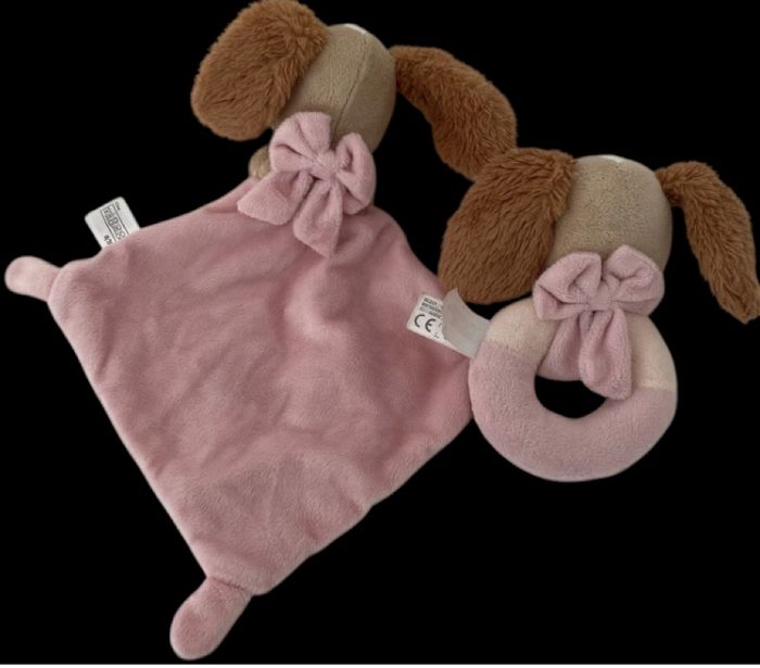 ❤️B3091 Doudou Plat Hochet Rose Lady Chien Belle Et Clochard DISNEY Baby Nicotoy - photo numéro 2