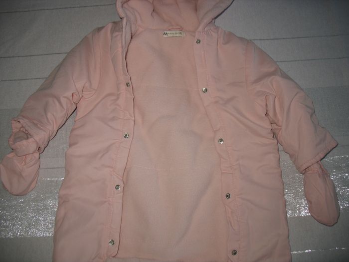 COMBINAISON PILOTE + GANTS + CHAUSSONS ROSE BÉBÉ FILLE "GRAIN DE BLÉ" - 6 MOIS - n°04 - photo numéro 5