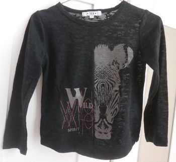 T-shirt Noir-transparent  longues manches  Zèbre TEX 2-3ans