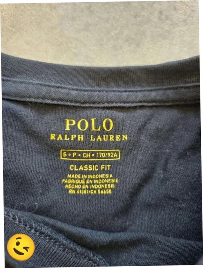 T-shirt Ralph Lauren S coupe col rond noir Homme Men tee108 - photo numéro 3