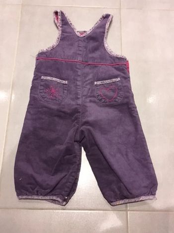 Salopette velours violette Sergent Major Taille 9 mois