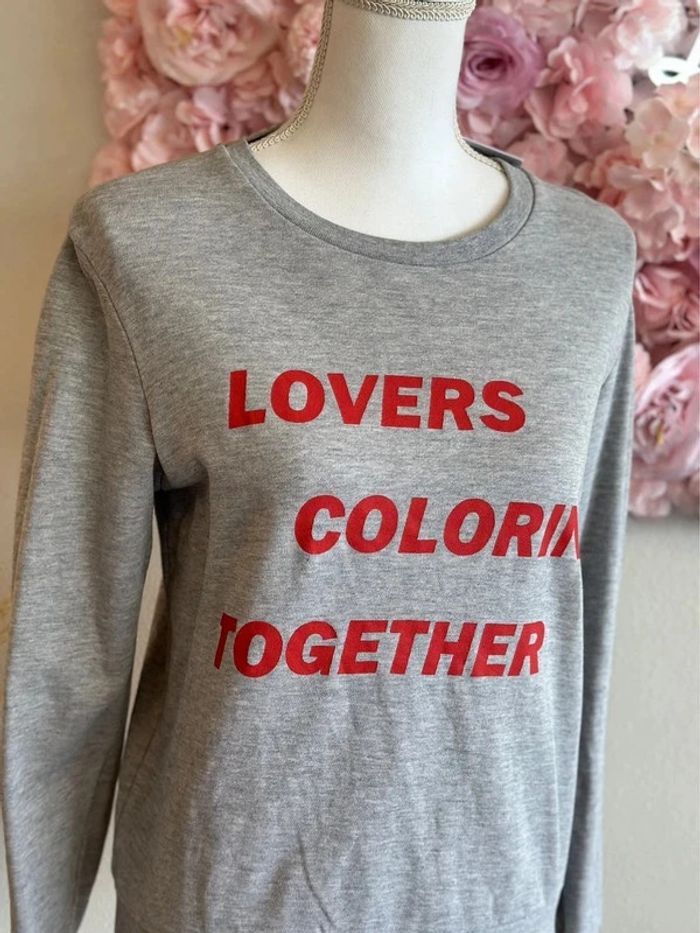 Sweat gris imprimé en rouge, taille XS - Galeries Lafayette - photo numéro 5