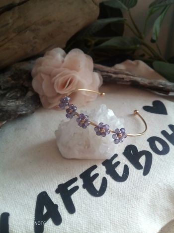 Bracelet bohemia fleurs en pierres d'améthyste