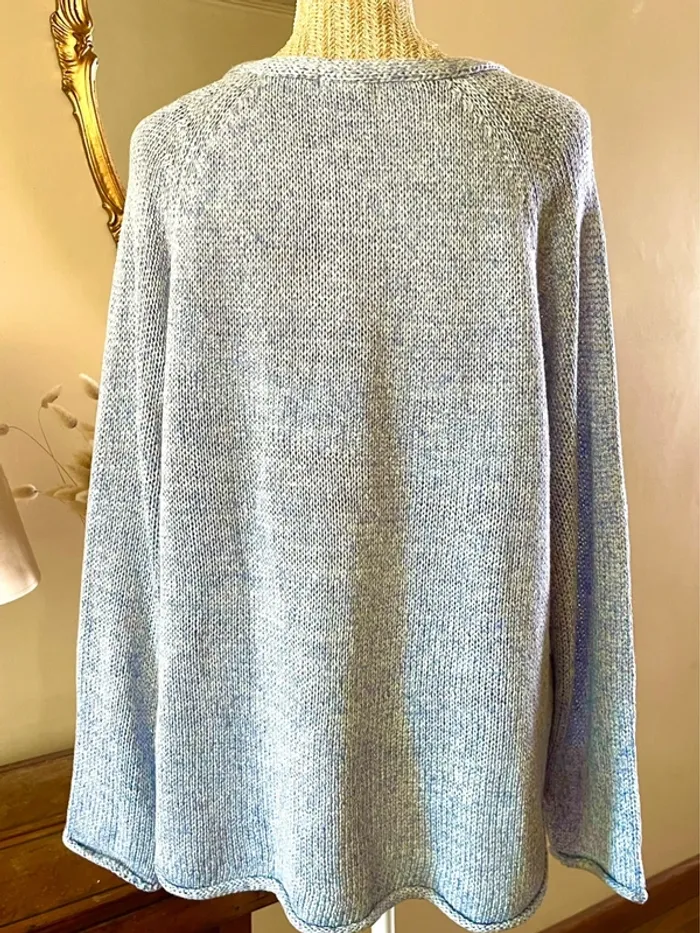 sublime pull maille bleu clair col v manches longues coupe relax basic taille L neuf H&M - photo numéro 8