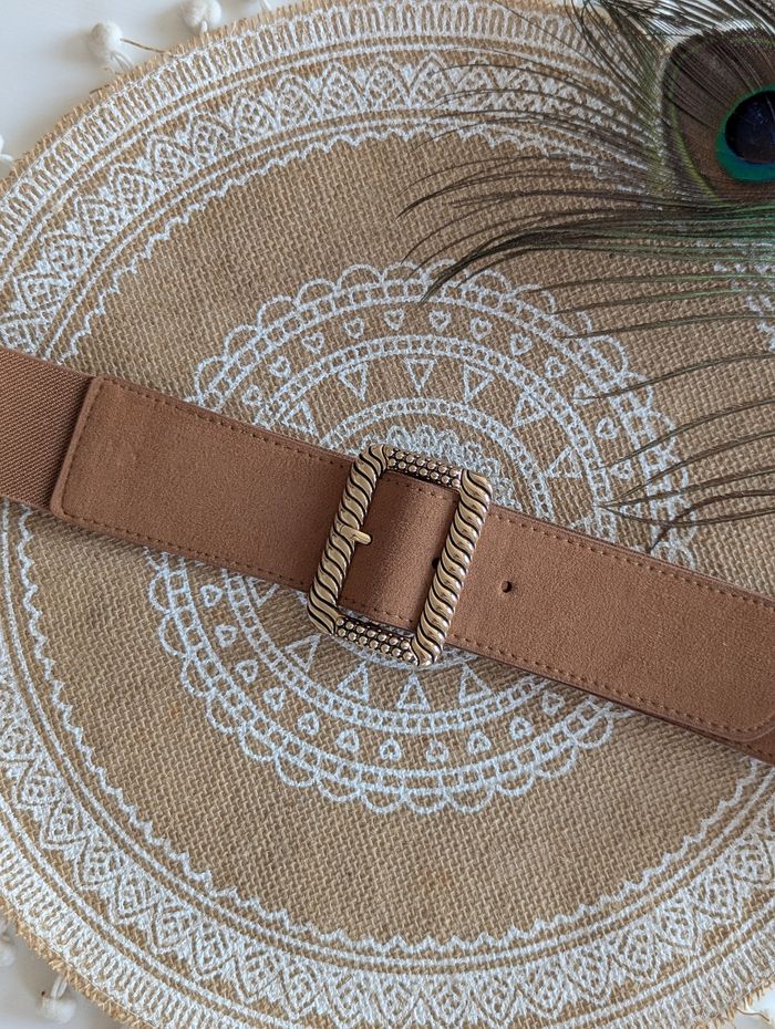 Ceinture élastique Dallas camel et doré - photo numéro 2