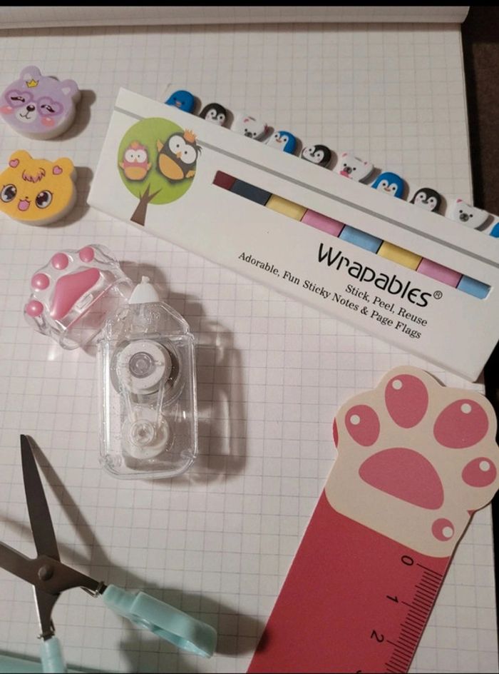 Lot de fournitures scolaires kawaii - thème patte de chat 🐾 - photo numéro 4